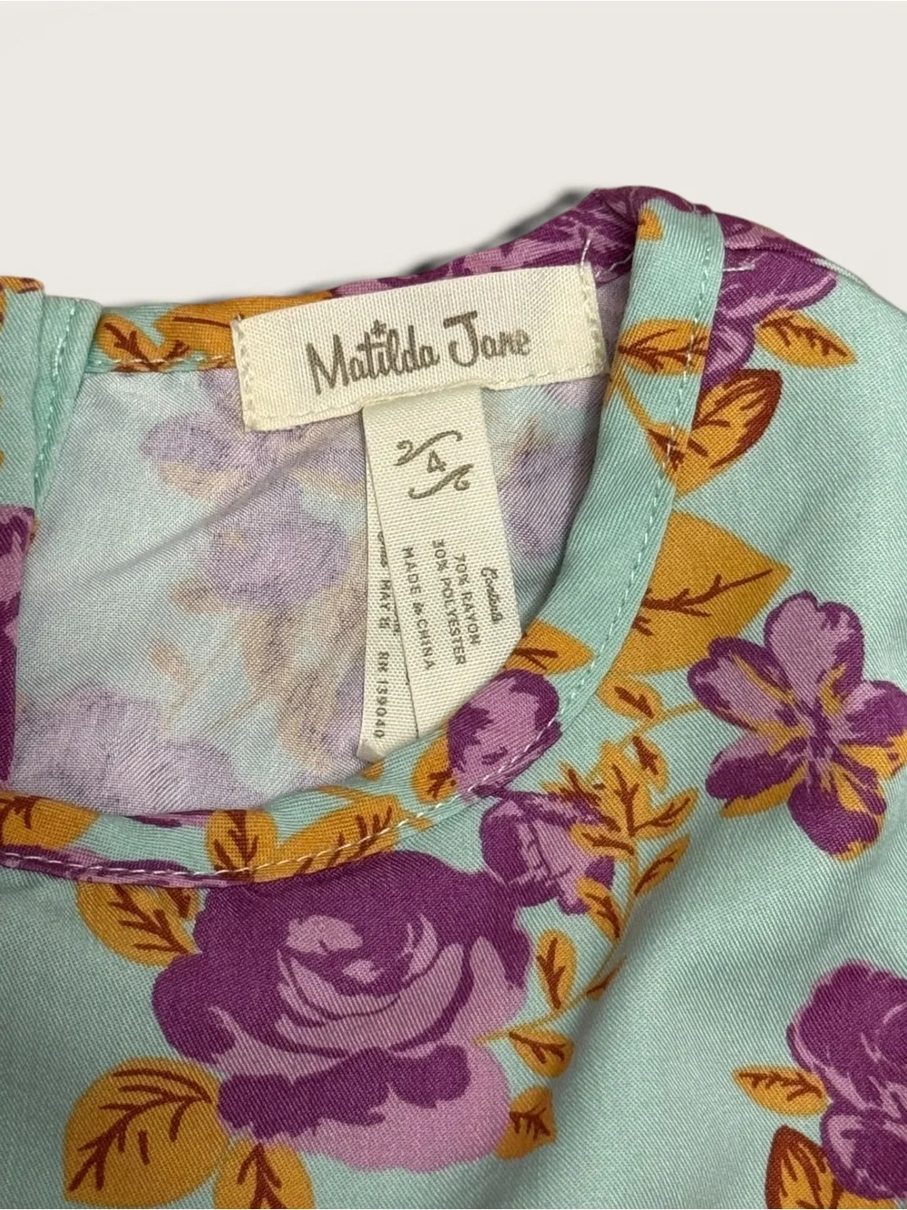 Matilda Jane Vault Purple Posies Flutter Dress Girls Size 4